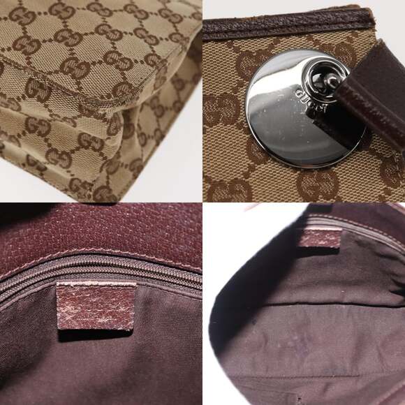 GUCCI GG Canvas Shoulder Bag Beige Silver - Picture 11 of 12